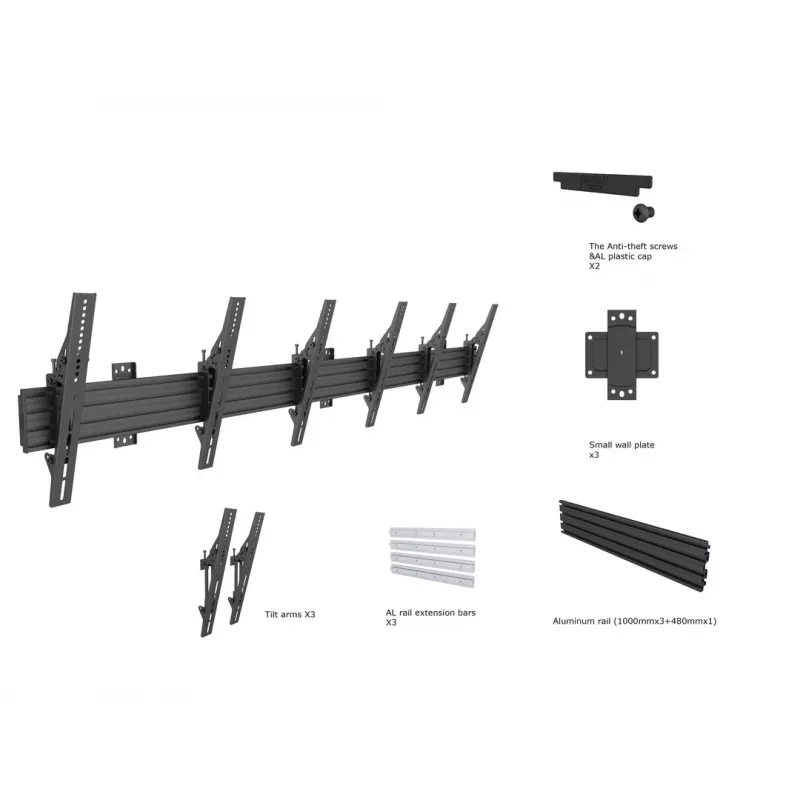 Sieninis laikiklis Multibrackets M Wallmount Pro MBW3U Tilt Juoda