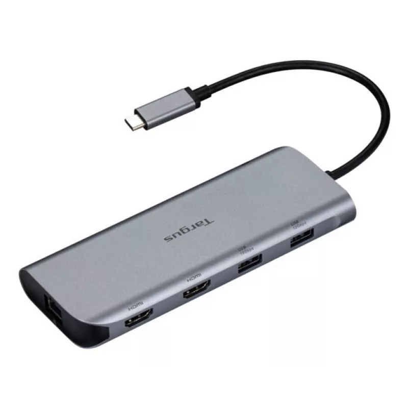 Targus Dual Video Mobile Dock su 140W EPR pralaidumu, laidinis, USB 3.2 Gen 2 (3.1 Gen 2) Type-C, 140 W, 1000 Mbit/s, pilkas, 10 Gbit/s