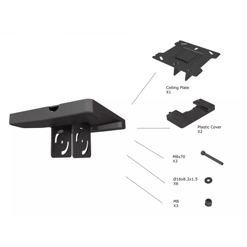 Lubų plokštė Multibrackets M Pro Series juoda plastikinė plieninė 165 mm