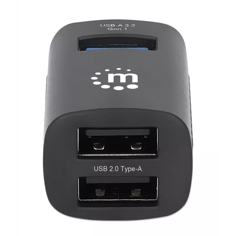 Manhattan USB-C 3 prievadų šakotuvas, ULTRA KOMPAKTIŠKAS, 3x USB-A prievadai (1x 5 Gbps USB 3.2 Gen1, dar žinomas kaip USB 3.0, 3 x 480 Mbps USB 2.0), maitinamas per USB (išorinis maitinimo šaltinis nereikalingas)
