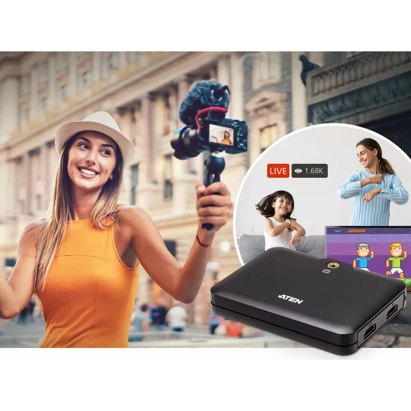 ATEN CAMLIVE™+ (HDMI į USB-C UVC vaizdo fiksavimas su PD3.0 maitinimo pralaidumu)