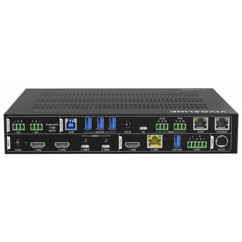 Vivolink vaizdo mastelio keitiklis VLSC242M, metalinis korpusas, HDCP 1.4/2.2, kintamoji srovė 110–230 V, 250×200×44 mm
