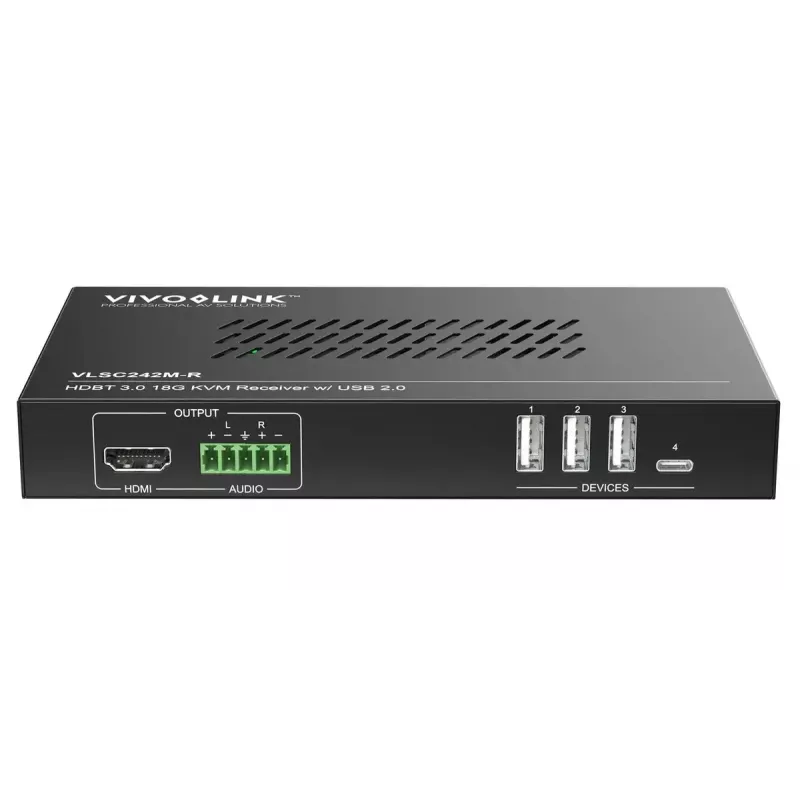 Vivolink vaizdo mastelio keitiklis VLSC242M, metalinis korpusas, HDCP 1.4/2.2, kintamoji srovė 110–230 V, 250×200×44 mm