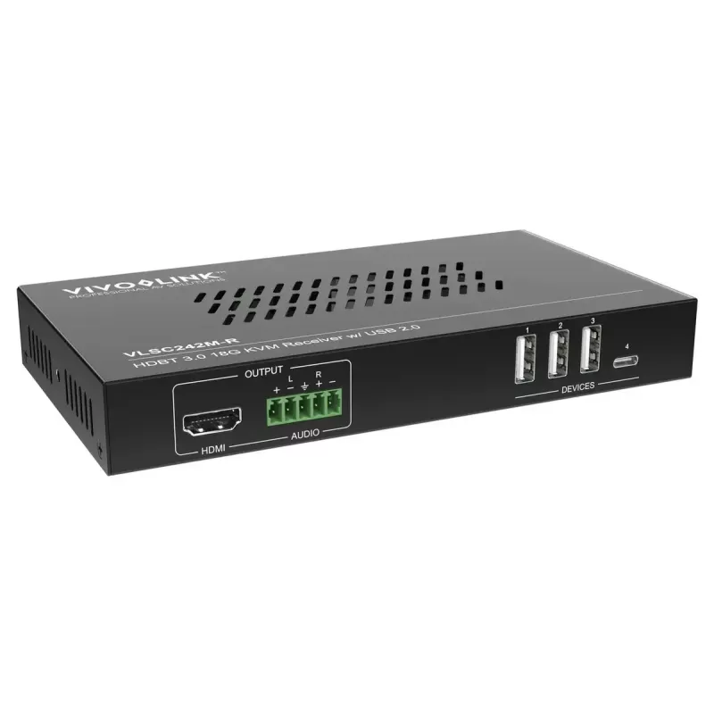 Vivolink vaizdo mastelio keitiklis VLSC242M, metalinis korpusas, HDCP 1.4/2.2, kintamoji srovė 110–230 V, 250×200×44 mm