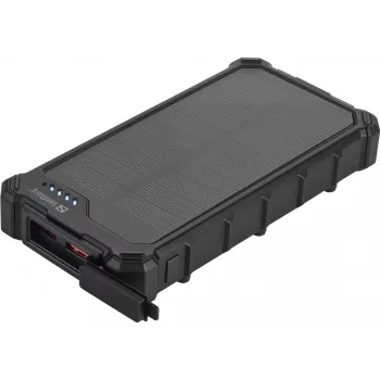 Sandberg Solar Powerbank CampLED 10000, 10000 mAh, programuojamas maitinimo šaltinis (PPS), 3,7 V, 15 W, juoda
