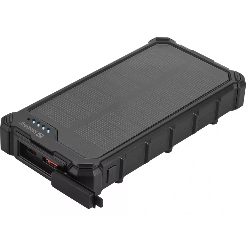 Sandberg Solar Powerbank CampLED 10000, 10000 mAh, programuojamas maitinimo šaltinis (PPS), 3,7 V, 15 W, juoda