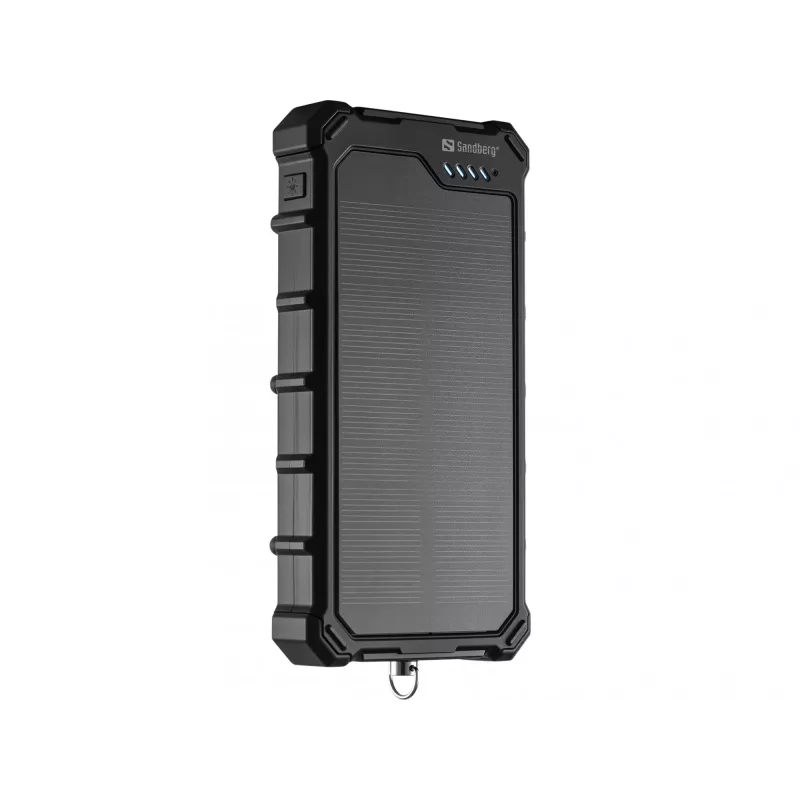 Sandberg Solar Powerbank CampLED 10000, 10000 mAh, programuojamas maitinimo šaltinis (PPS), 3,7 V, 15 W, juoda