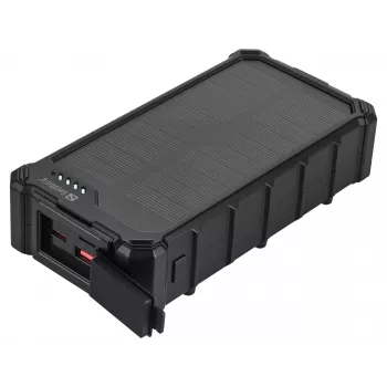 Sandberg Solar Powerbank CampLED 20000, 20000 mAh, programuojamas maitinimo šaltinis (PPS), 3,7 V, 15 W, juoda