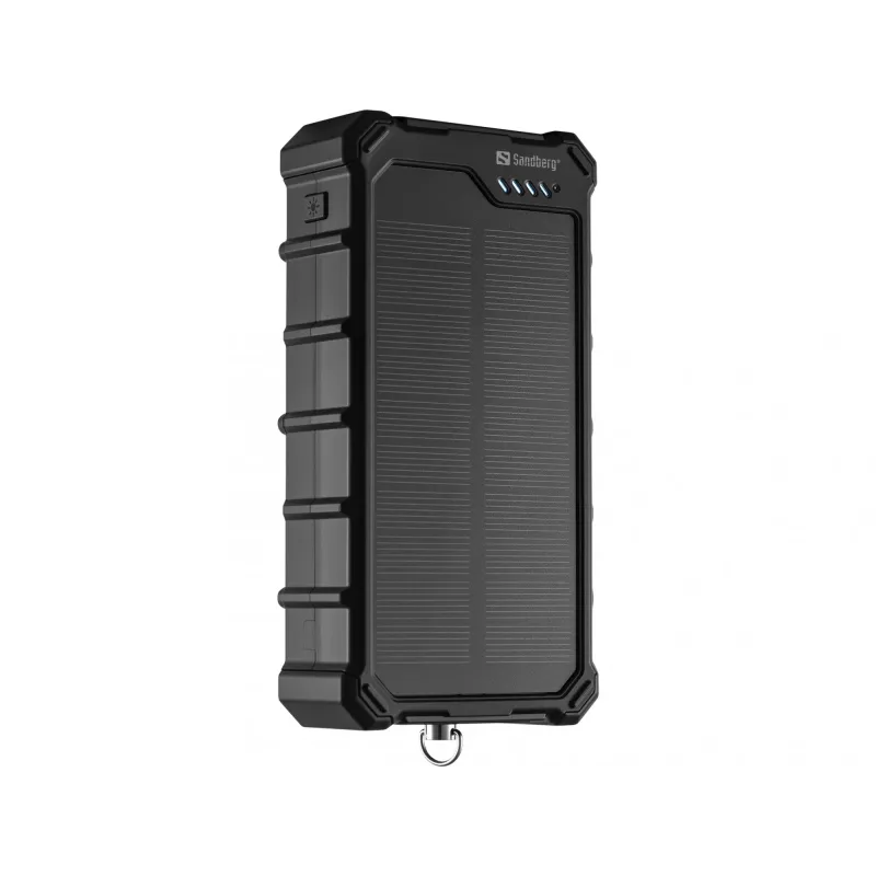 Sandberg Solar Powerbank CampLED 20000, 20000 mAh, programuojamas maitinimo šaltinis (PPS), 3,7 V, 15 W, juoda