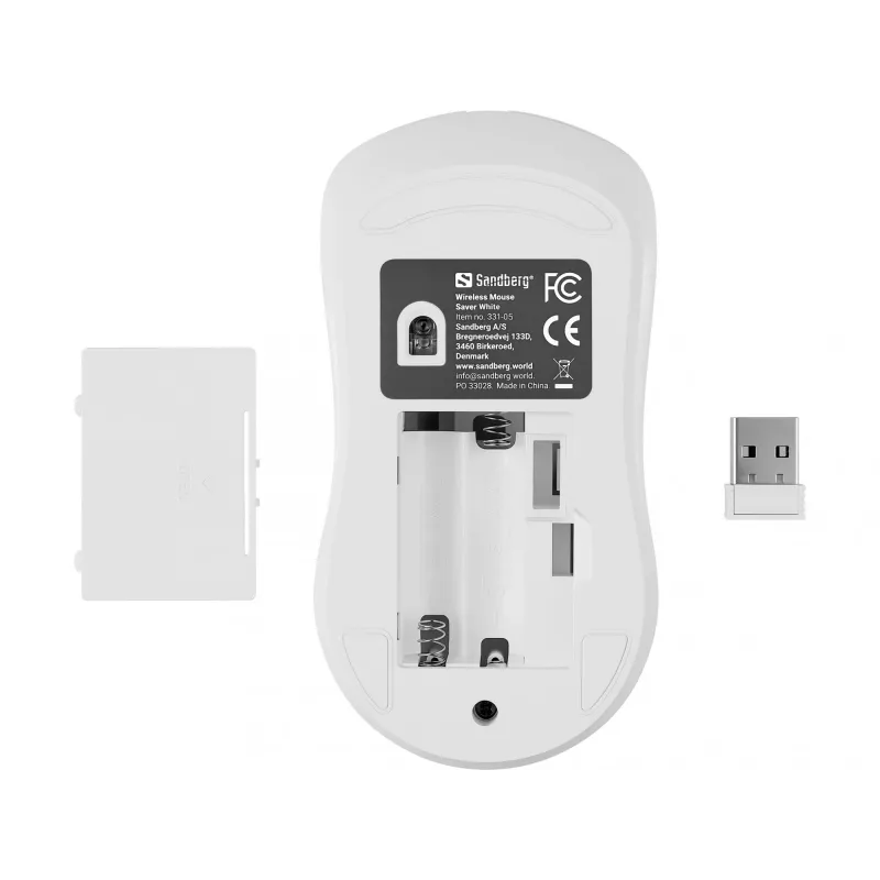 „Sandberg Wireless pelė Saver“ belaidė pelė, balta, abiem rankoms tinkama, 1600 DPI