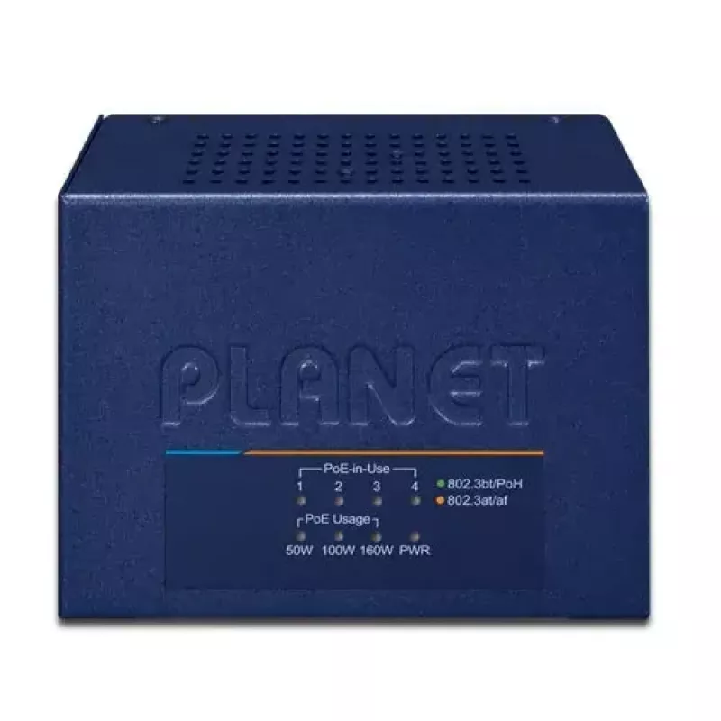 Tinklo komutatorius PLANET UPOE-400 Fast Ethernet Power over Ethernet, mėlynas