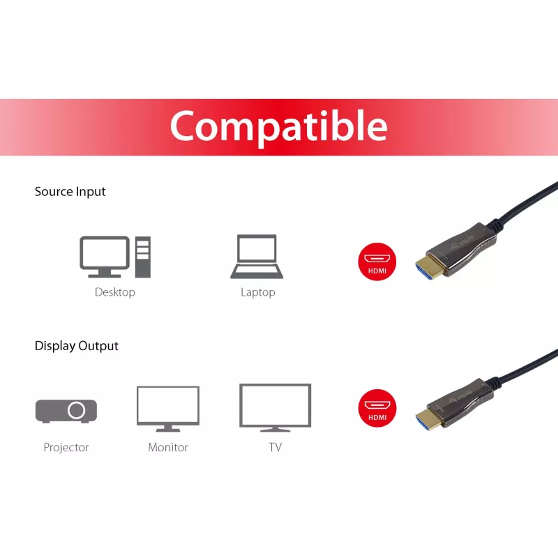 Equip HDMI 2.0 Active Optical kabelis, 10m, 4K/60Hz