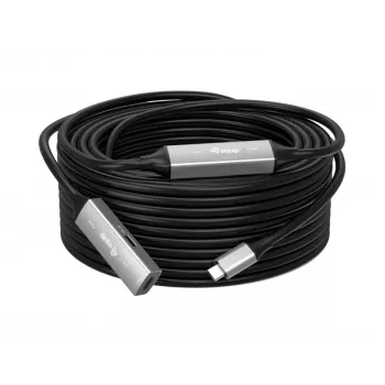 USB-C aktyvus ilginamasis kabelis EQUIP 15 m, USB 3.2 Gen 1 (5 Gbps), nikeliuoti kontaktai, juodas