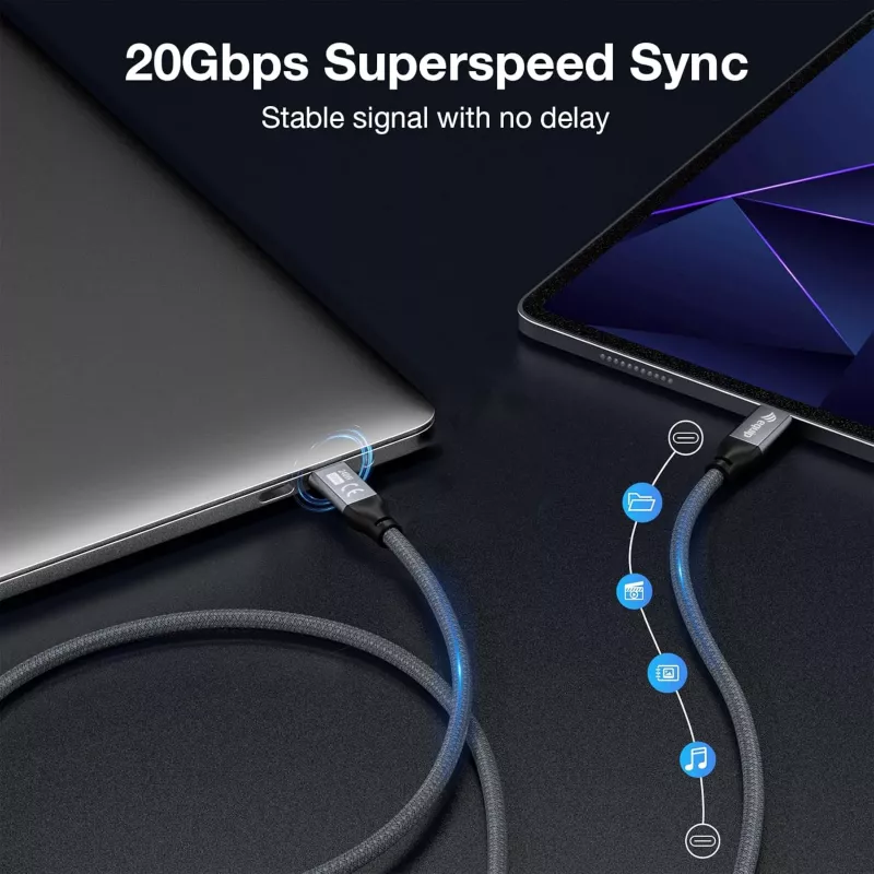USB-C į USB-C kabelis EQUIP 3,0 m — USB 3.2 Gen 2x2, 20 Gbps, PD 240 W, 4K@60 Hz, juodas