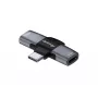 Adapter USB-C OTG 2-in-1 EQUIP 133479 — 100W PD, 10Gbps, 1x USB-C į 2x USB-C, pilkas