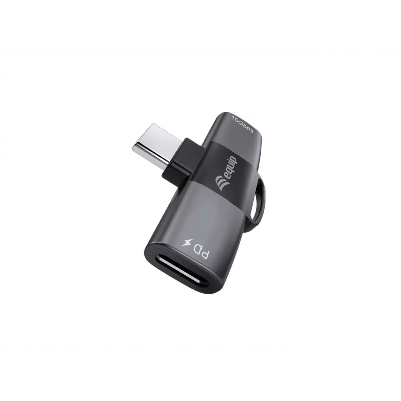 Adapter USB-C OTG 2-in-1 EQUIP 133479 — 100W PD, 10Gbps, 1x USB-C į 2x USB-C, pilkas