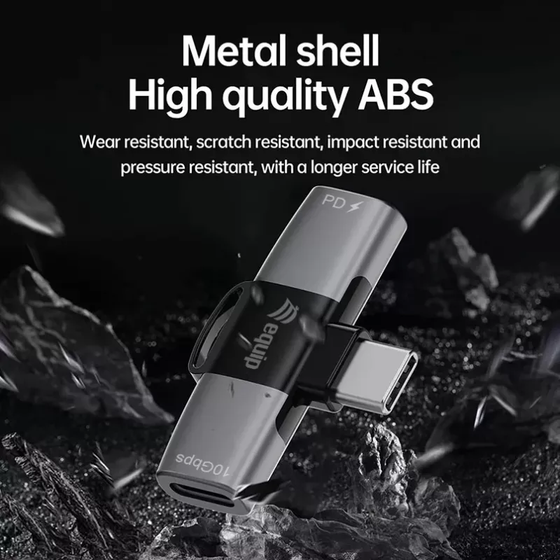 Adapter USB-C OTG 2-in-1 EQUIP 133479 — 100W PD, 10Gbps, 1x USB-C į 2x USB-C, pilkas
