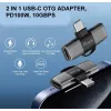 Adapter USB-C OTG 2-in-1 EQUIP 133479 — 100W PD, 10Gbps, 1x USB-C į 2x USB-C, pilkas