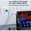 Adapter USB-C OTG 2-in-1 EQUIP 133479 — 100W PD, 10Gbps, 1x USB-C į 2x USB-C, pilkas