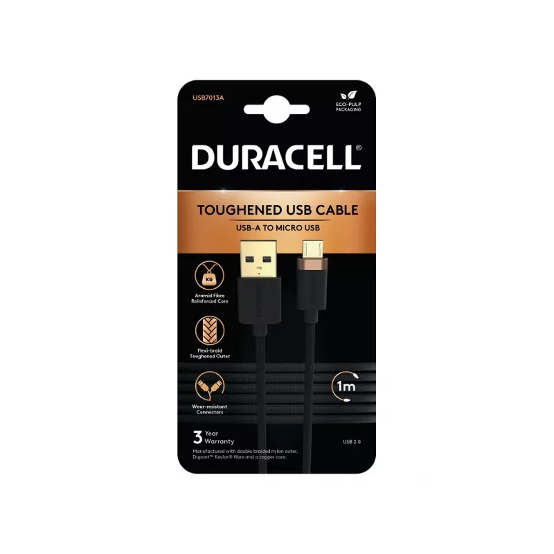 Duracell USB7013A USB laidas, juodas
