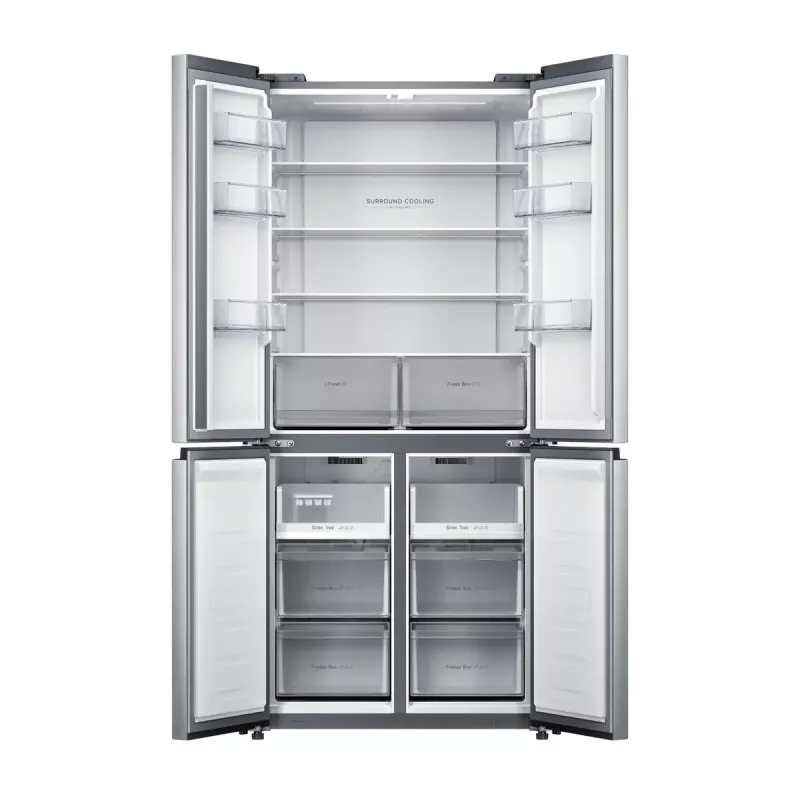 Laisvai pastatomas šaldytuvas-šaldiklis Xiaomi Mijia Cross Door 502L — Bendras tūris 502 L (šaldytuvas 326 L / šaldiklis 176 L), No Frost, E energijos klasė, Aukštis 191,2 cm, 37 dB, Šlifuotas sidabras