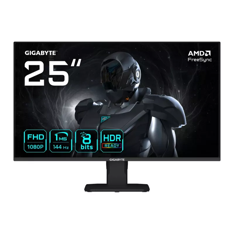 25 colių FHD žaidimų monitorius GIGABYTE GS25F14 — 1920×1080, 144Hz, 1ms, 300 cd/m², DisplayHDR10, HDMI 2.0, DisplayPort 1.2, VESA