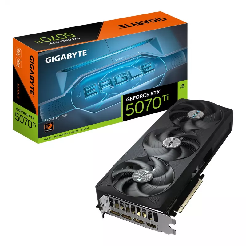 Vaizdo plokštė GIGABYTE GeForce RTX 5070 Ti EAGLE SFF 16G — 16GB GDDR7, 256-bit, PCIe 5.0, 2452 MHz