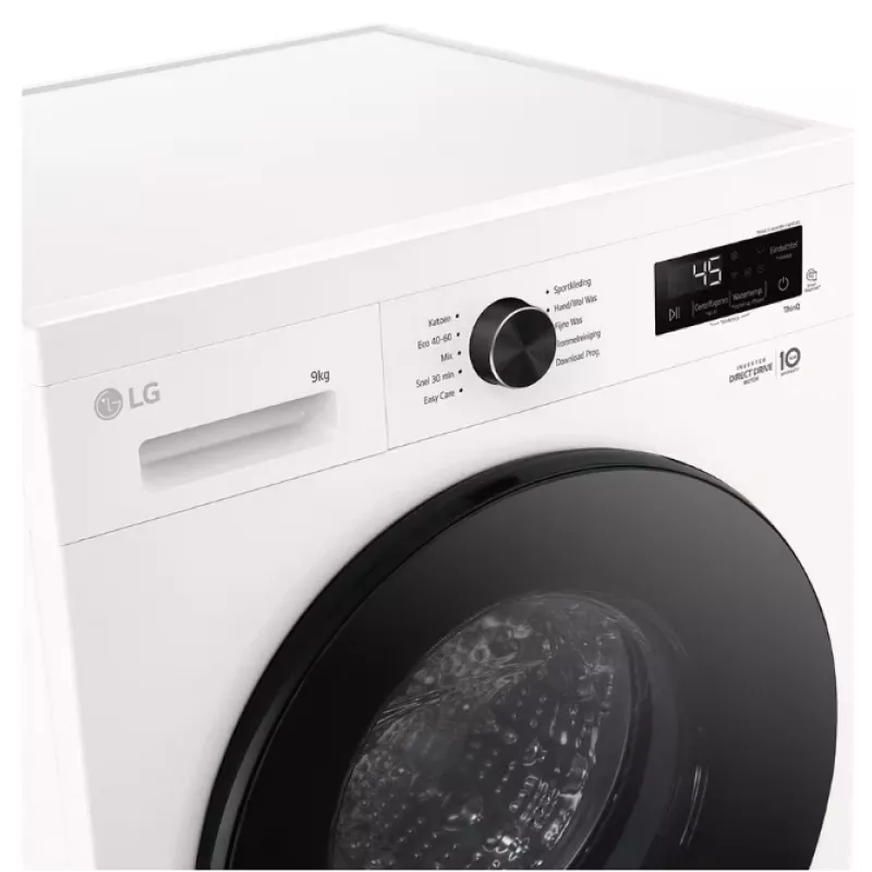 Priekinio įkrovimo skalbimo mašina LG F4X1009NWB — 9 kg, 1310 aps./min., A klasė, balta