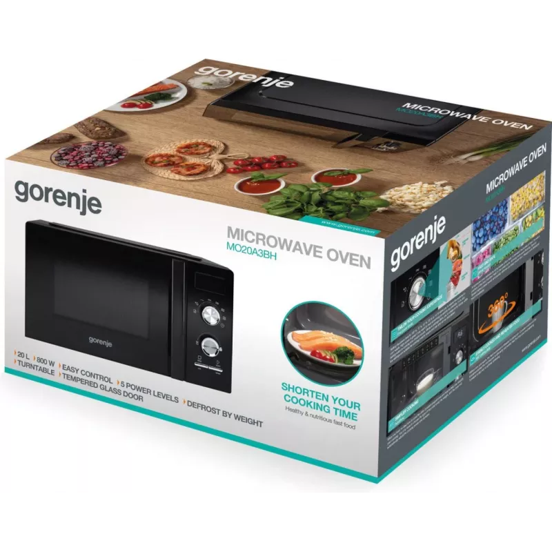Gorenje MO20A3BH Juoda Kombinuota mikrobangų krosnelė Pastatoma 20 L 800 W