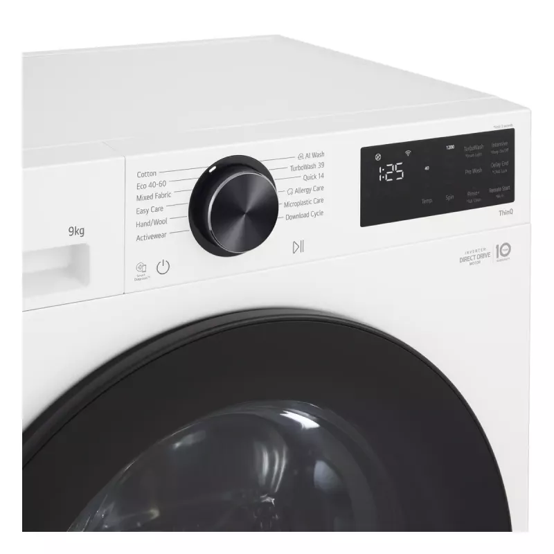 Skalbimo mašina LG F2X50S9TWB, priekinio įkrovimo, 9 kg, 1170 aps./min., A energijos klasė, 600×535×850 mm, balta