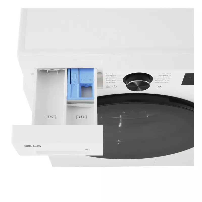 Skalbimo mašina LG F2X50S9TWB, priekinio įkrovimo, 9 kg, 1170 aps./min., A energijos klasė, 600×535×850 mm, balta