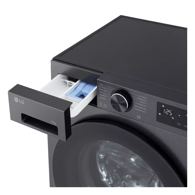 LG F4X5011TBB , A, priekinis pakrovimas, skalbimo talpa 11 kg, gylis 56,5 cm, 1400 aps./min., juoda skalbimo mašina priekinis pakrovimas 1351 aps./min.