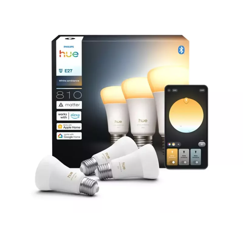 Philips Hue WA 810 A60 3P EU | E27 | 6 W | Šilta iki šalta balta šviesa | Bluetooth, Zigbee