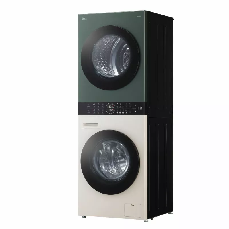 Skalbimo-džiovinimo mašina LG WT1210EGF laisvai pastatoma, priekinio įkrovimo, 22 kg, 1400 aps./min., žalia/balta