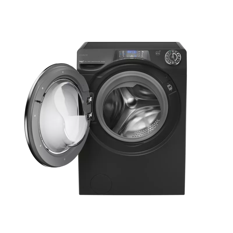 Candy RapidÓ PRO RP 496BWMBCB/1-S skalbimo mašina Įkraunama iš priekio 9 kg 1400 aps./min. Juoda