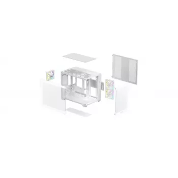 PC korpusas DeepCool CG330 3F White — vidutinio bokšto ATX korpusas, baltas