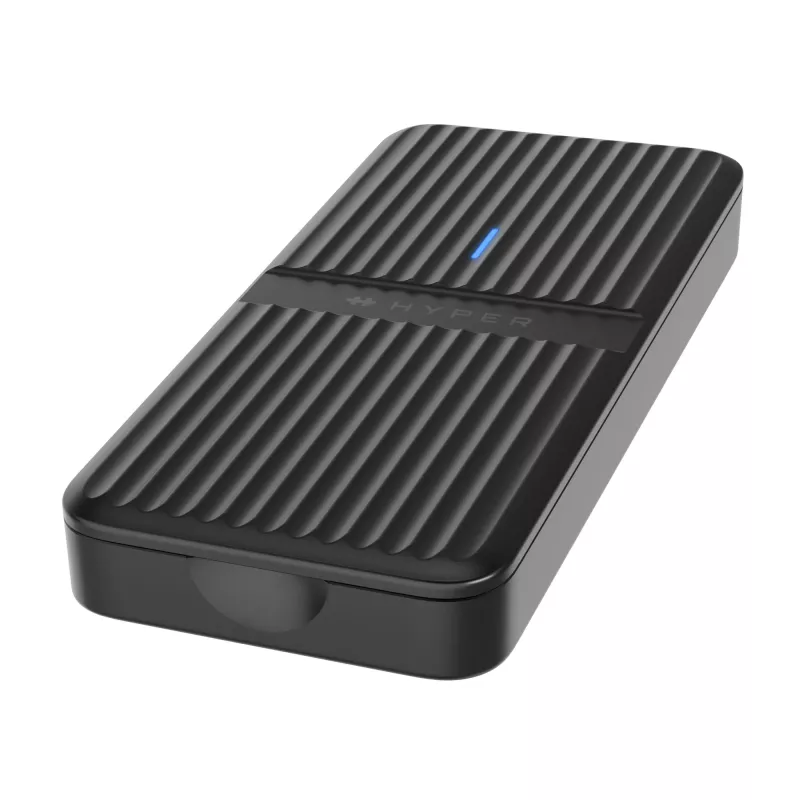 SSD korpusas Hyper HD2500GL, skirtas M.2 PCIe SSD (USB4 Gen4, USB‑C), juodas