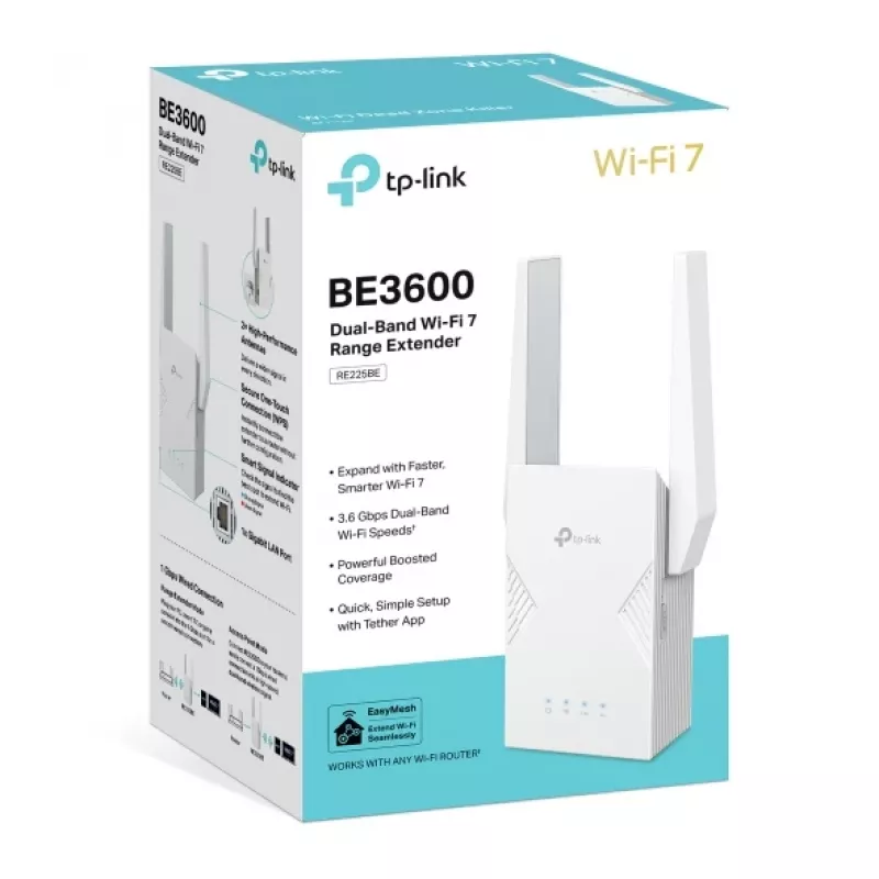 WiFi plėtiklis TP-Link RE225BE 2,4 GHz / 5 GHz Wi-Fi 7