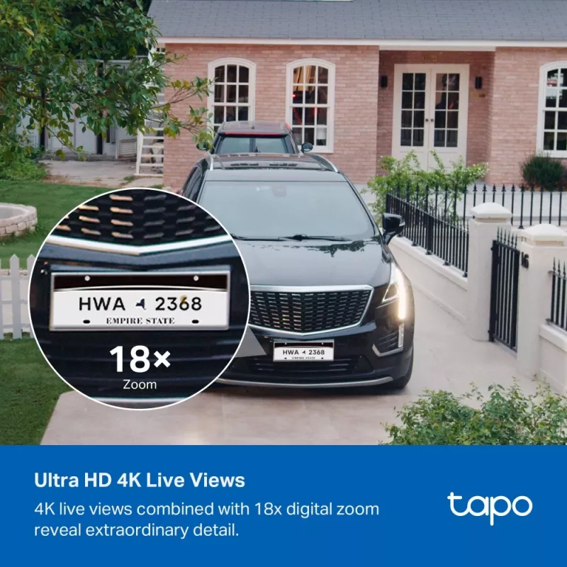 TP-Link Tapo Enhanced AI Solar Security Camera Ultra, belaidė, cilindrinė, Wi-Fi, lauko, 850 nm, 512 GB