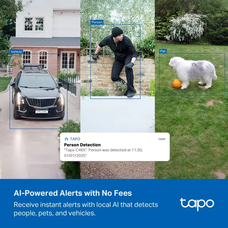 TP-Link Tapo Enhanced AI Solar Security Camera Ultra, belaidė, cilindrinė, Wi-Fi, lauko, 850 nm, 512 GB