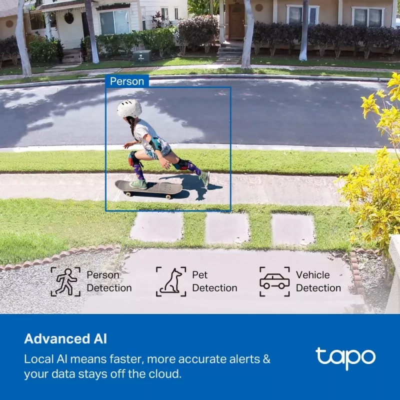 TP-Link Tapo Enhanced AI Solar Security Camera Ultra, belaidė, cilindrinė, Wi-Fi, lauko, 850 nm, 512 GB