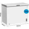 Midea MDRC411FZE01 krūtininis šaldiklis — laisvai pastatomas, 293 l talpos, E energijos klasė, 14 kg per 24 val. užšaldymo pajėgumas, baltas
