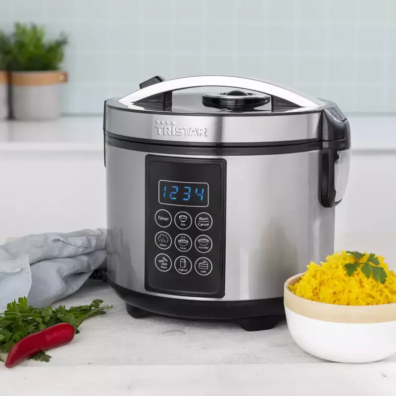 Multicooker Tristar RK-6132 — 1,5 L, 500 W, 7 automatinės programos, LCD, nerūdijantis plienas / juoda