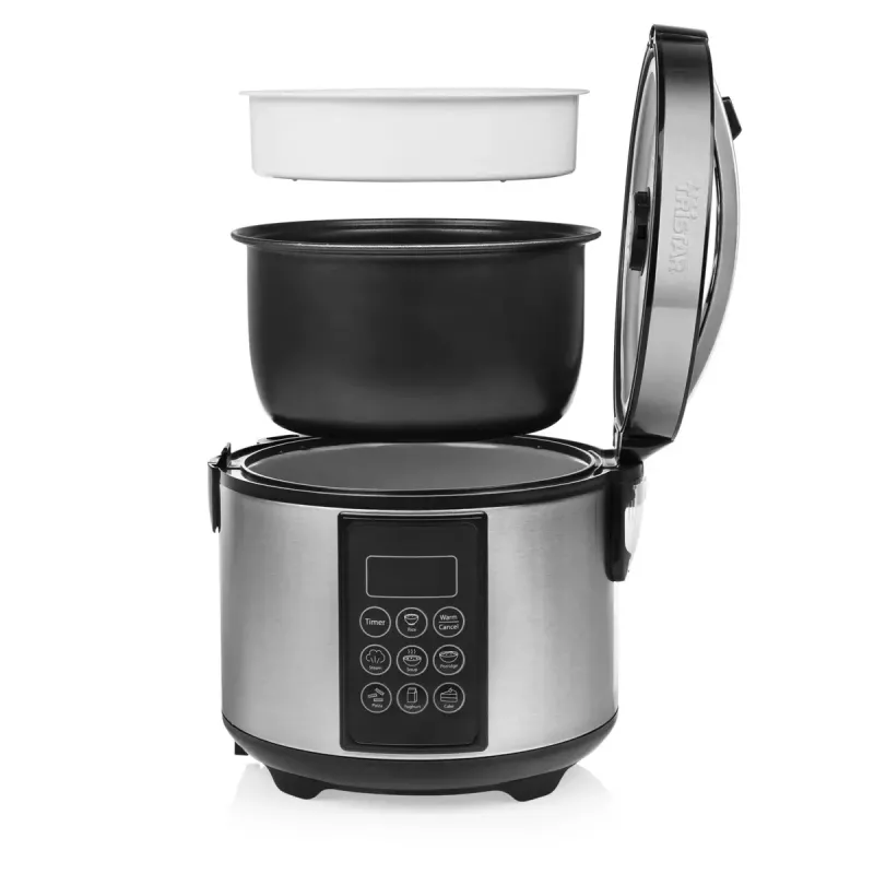 Multicooker Tristar RK-6132 — 1,5 L, 500 W, 7 automatinės programos, LCD, nerūdijantis plienas / juoda