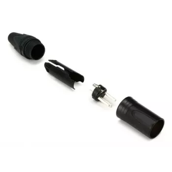 3 polių kištukinis XLR kabelio jungtis EQUIP 147930, juoda, 3 kontaktų, 19×19 mm, 28,8 g