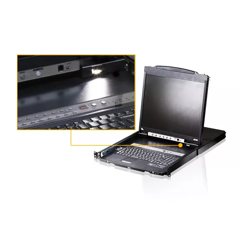 ATEN CL5808N stovo pultas 48,3 cm (19 colių) 1280 x 1024 pikseliai Metalas, Plastikas Juodas 1U