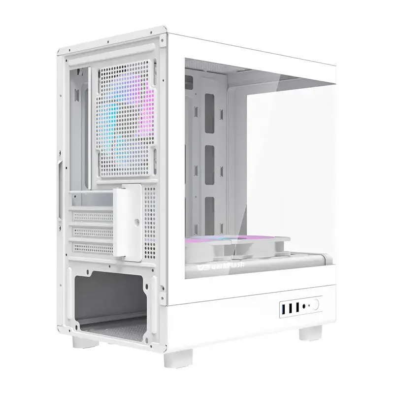 Darkflash kompiuterio korpusas DB330M White v2 su trimis iš anksto įmontuotais ventiliatoriais, palaiko micro-ATX/mATX