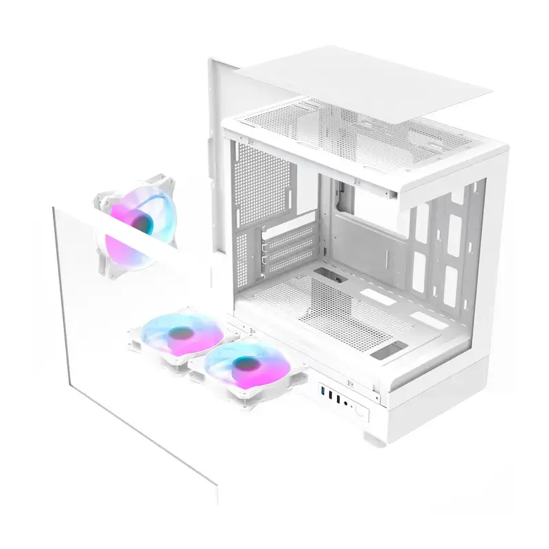 Darkflash kompiuterio korpusas DB330M White v2 su trimis iš anksto įmontuotais ventiliatoriais, palaiko micro-ATX/mATX