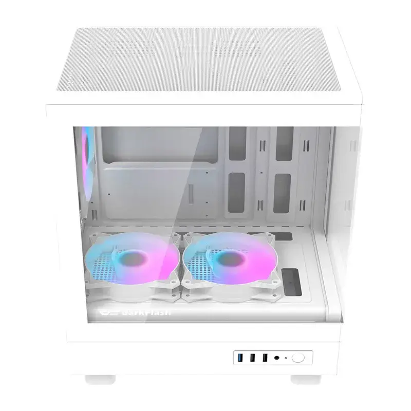 Darkflash kompiuterio korpusas DB330M White v2 su trimis iš anksto įmontuotais ventiliatoriais, palaiko micro-ATX/mATX