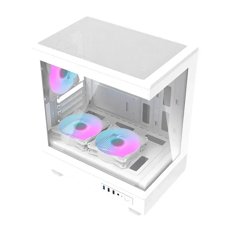 Darkflash kompiuterio korpusas DB330M White v2 su trimis iš anksto įmontuotais ventiliatoriais, palaiko micro-ATX/mATX